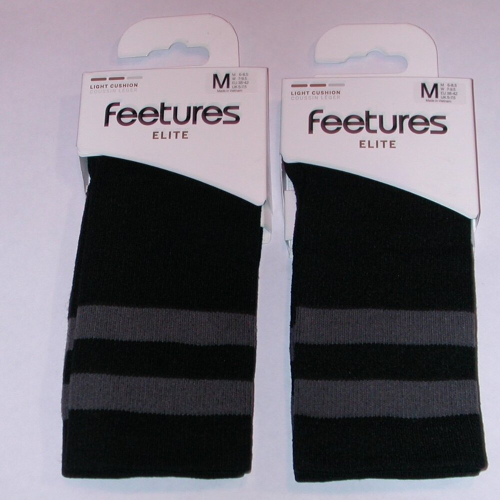 2 Pairs Feetures Elite High Top Stripe Light Cushion Mini Crew Socks Women's MD
